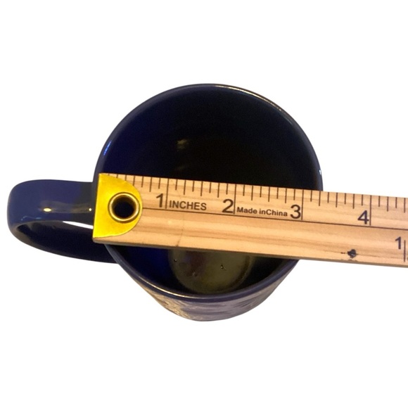 Laurie Gates 19 oz Blue & White Stoneware Coffee Mugs Flowers Dots Set Of 2 - Picture 2 of 5